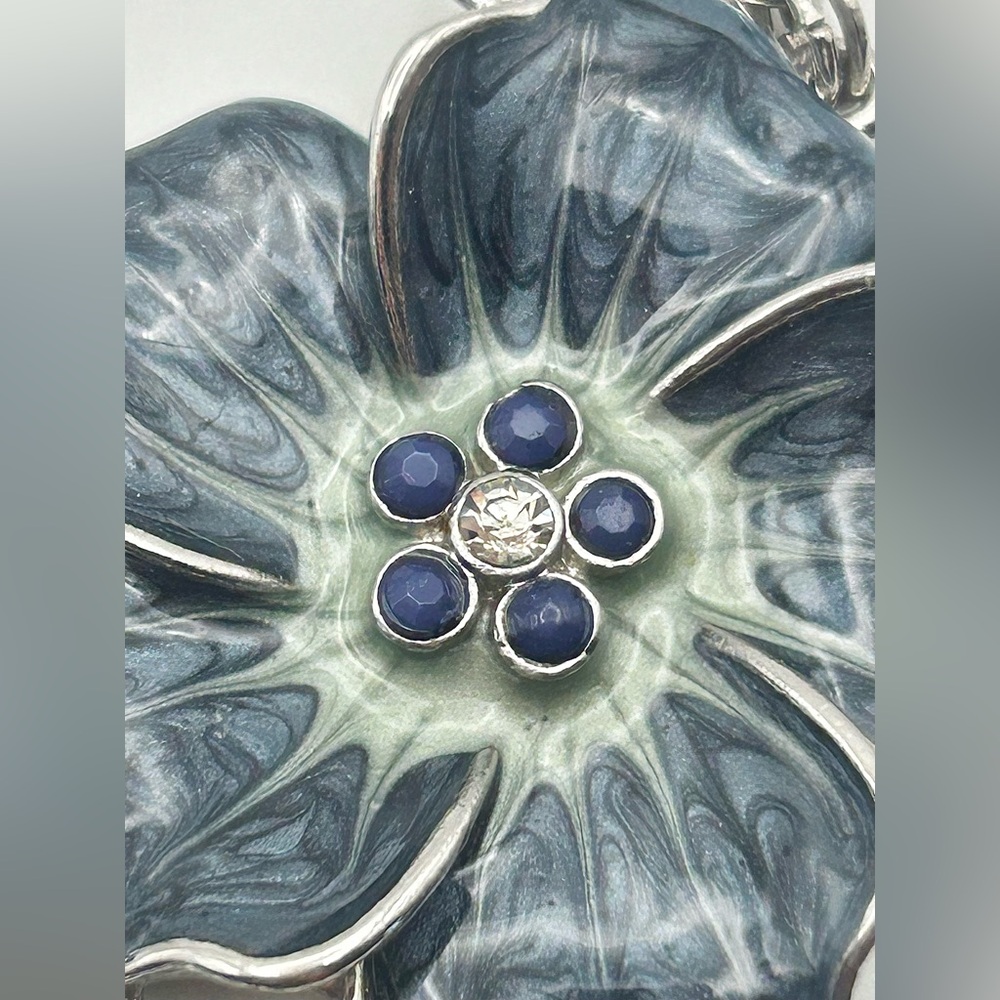 New York & Company Multistrand Beaded Blue Enamel Flower Necklace - Picture 4 of 12